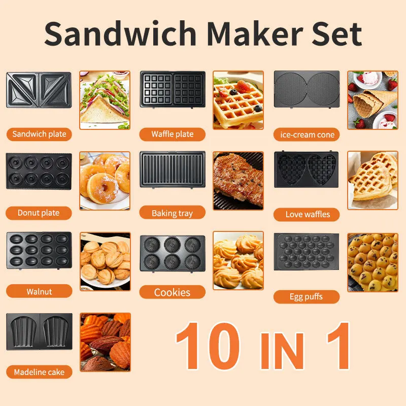 Mini Waffle Maker Machine - جهاز منزلي متعدد الوظائف 10 في